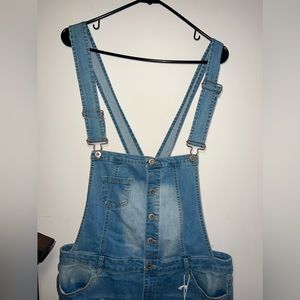 Denim Stretch Overall Shorts